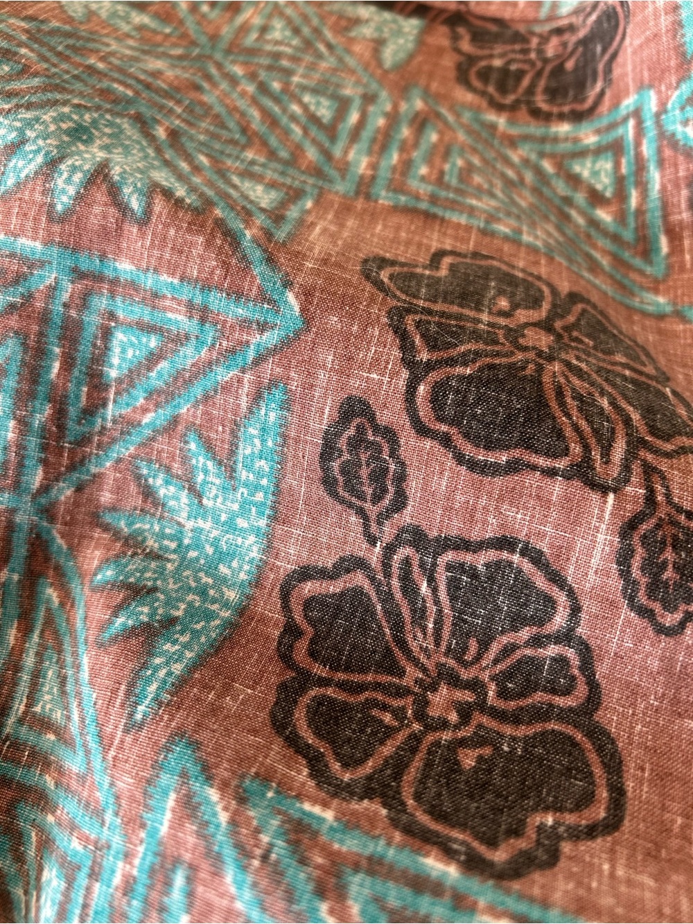 Vintage Reyn Spooner hibiscus Hawaiian print button down, teal shirt size large - Picture 7 of 9